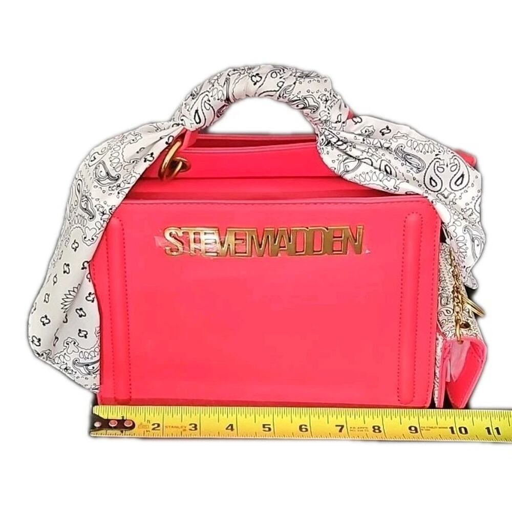 STEVE MADDEN BEVELYN Red Satchel Crossbody Bag Scarf Card Holder Viral - Picture 5 of 8